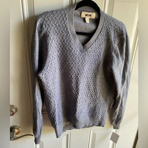 Joseph Abboud Men's Sweater Blue 45% Merino Wool V-Neck Pullover Long Sleeves XL